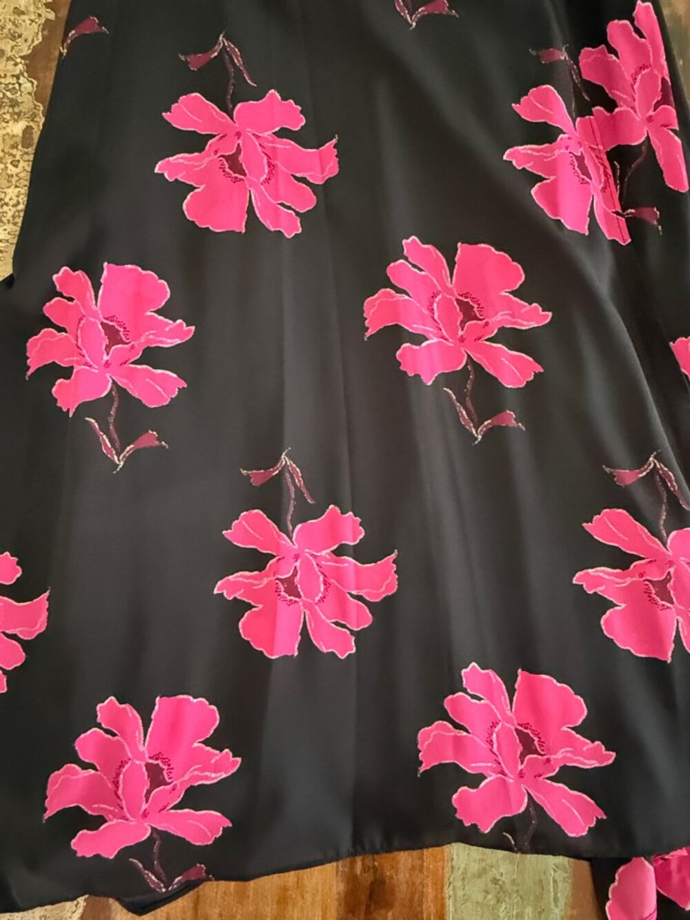 Alfani Black Pink Floral Wrap Tie Waist Dress Size 10 - Picture 8 of 12